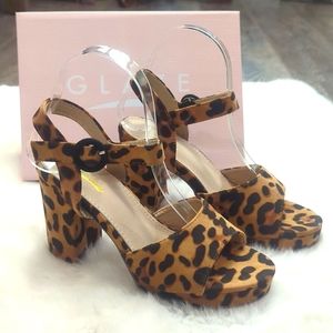 GLAZE Nova 1 Leopard Print Platform Sandal ~ NWT